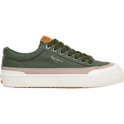 Image of Pepe Jeans BEN WASH Trainers, Men&#039;s, Size: 10, Army green Leather and textile