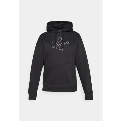 Image of Puma Script Comfort Hoodie Hoodie, Women&#039;s, Size: Medium, Black
