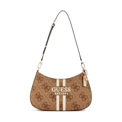 Image of GUESS Noelle II Top Zip Shoulder Bag Latte Logo