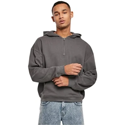 Image of Urban Classics Boxy Zip Hoodie, Men&#039;s, Size: 4XL, Darkshadow