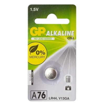 Image of GP Batteries Primary GPA76 Alkaline 1.5 V Non rechargeable Battery (Alkaline, V, 11.6 mm, 5.4 1.9 g)