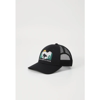 Image of The North Face Embroidered Mudder Trucker Unisex Cap, Size: One Size, Black/bear graphic