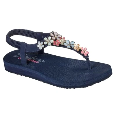 Image of Skechers Meditation Tbar sandals, Women&#039;s, Size: 41, Navy mitobuck/ rhinestone trim shoes