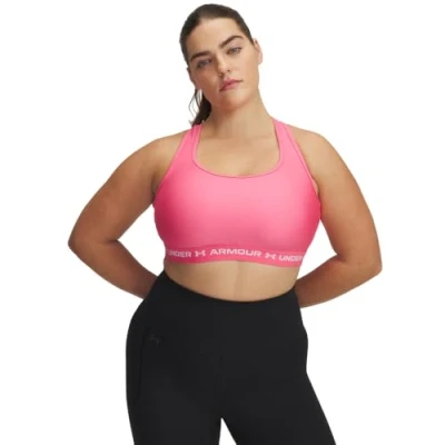 Image of Under Armour Crossback MID BRA Medium support sports bra, Women&#039;s, Size: 20/22, Super pink/white