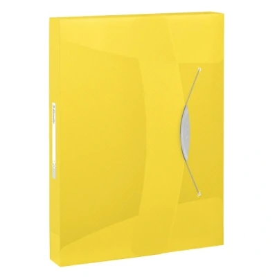 Image of Esselte Box File, Holds up to 350 A4 Sheets, Elastic Closure, Flexible Plastic, Translucent yellow, VIVIDA Range