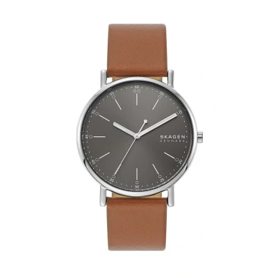 Image of Skagen Signatur Watch, Men&#039;s, Size: One Size, Brown