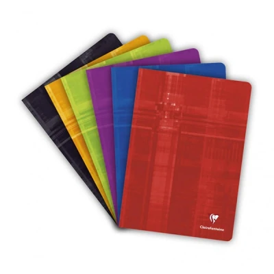 Image of Clairefontaine Ref 63125C Staplebound Notebook (40 Sheets) A4 Size, Lined Rulings, 90gsm Brushed Vellum Paper, Laminated Cardboard Cover Random Colour