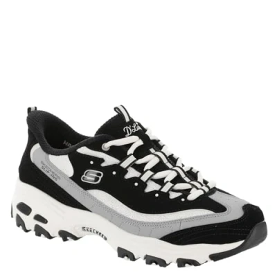 Image of Skechers Women D&#039;Lites Smooth Nostalgia, Hands Free Slip ins Sneaker, Black Natural, 5 UK