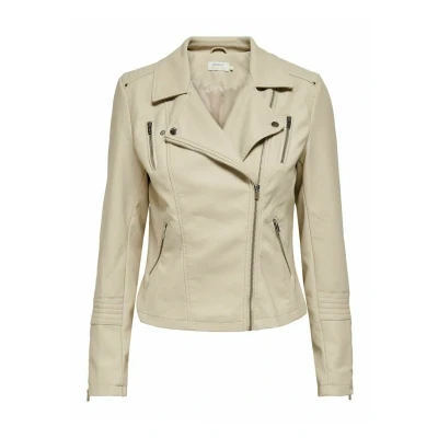 Image of ONLY Biker OTW NOO Faux leather jacket, Women&#039;s, Size: 12, Silver lining