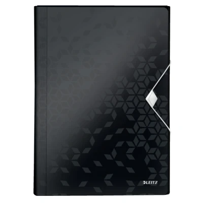 Image of Leitz A4 Expanding File with 6 Compartments, Elastic Band Fastener, Black, WOW Range, 45890095