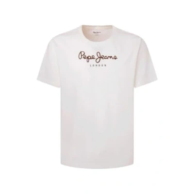 Image of Pepe Jeans EGGO Print Tshirt, Men&#039;s, Size: Small, Off white