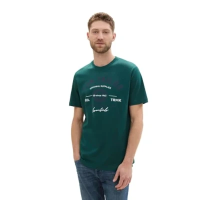 Image of TOM Tailor LOGO TEE Print Tshirt, Men&#039;s, Size: 3XL, Deep green lake