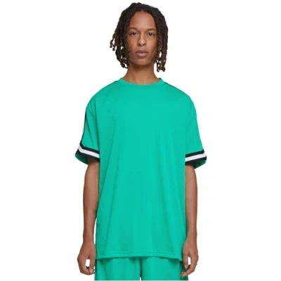 Image of Urban Classics Stripes TEE Print Tshirt, Men&#039;s, Size: Large, Ferngreen