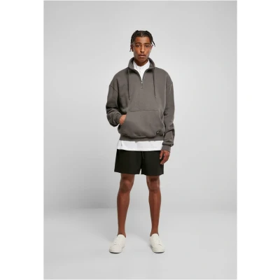 Image of Urban Classics Organic Drawstring Troyer Sweatshirt, Men&#039;s, Size: Small, Darkshadow