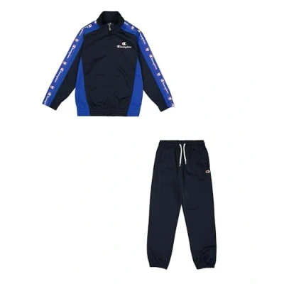 Image of Champion Retro Sport FULL ZIP Tracksuit Unisex SET bottoms for kids, Size: 3 4y, New navy/bai