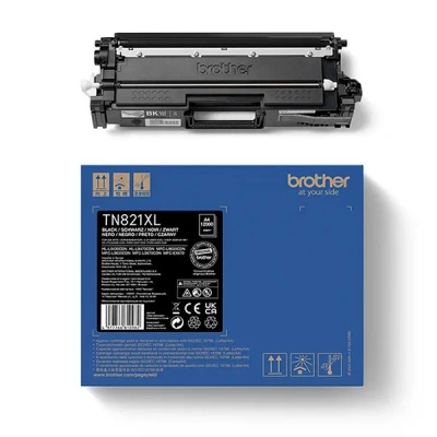 Image of Brother TN821XLBK High Yield Black Toner Cartridge Up to 12,000 Pages Genuine Supplies