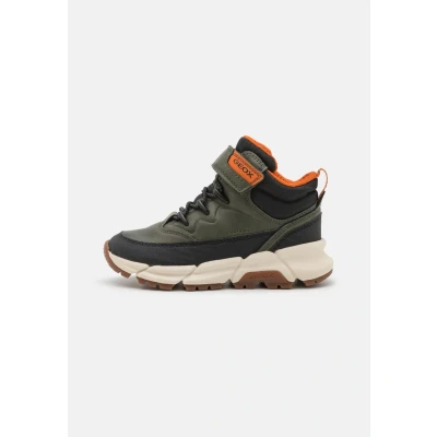 Image of Geox Flexyper PLUS BOY Classic ankle boots for kids, Size: 1, Military/orange Imitation leather/ textile
