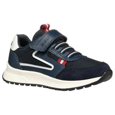 Image of Geox Briezee BOY Trainers for kids, Size: 9K, Navy/dark red Leather and textile