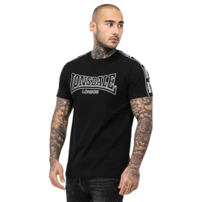 Image of Lonsdale Normale Passform Vementry Print Tshirt, Men&#039;s, Size: Large, Black white