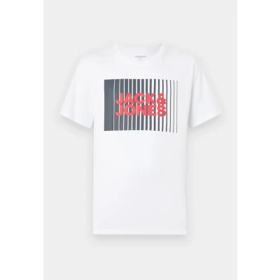 Image of Jack &amp; Jones Oneck Print Tshirt, Men&#039;s, Size: Small, White