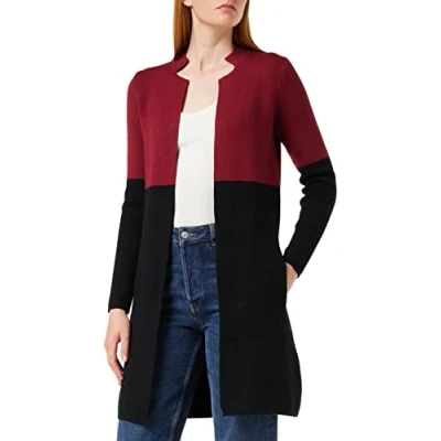 Image of Morgan Women&#039;s Gilet Long Mblock Cardigan Sweater, Bordeaux/Black, S
