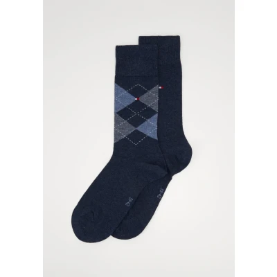 Image of Tommy Hilfiger Men&#039;s Check Classic Sock (Pack of 2), Deep Blue, 40 42
