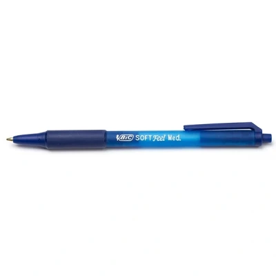 Image of BIC Soft Feel Ballpoint Pens Blue Box of 12 Medium Point (1.0 mm) Lightweight with Comfortable Grip
