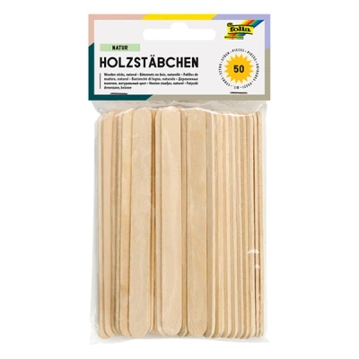 Image of folia 2287 Wooden Sticks Natural Approx. 11.4 x 1 0.2 cm Pack of 50 with Rounded Ends Ideal for Decorating, Crafts or Learning Numbers