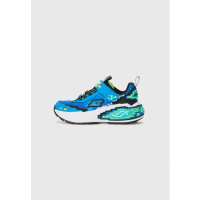 Image of Skechers MEGA Craft 4K Trainers for kids, Size: 9.5K, Blue/lime/black shoes