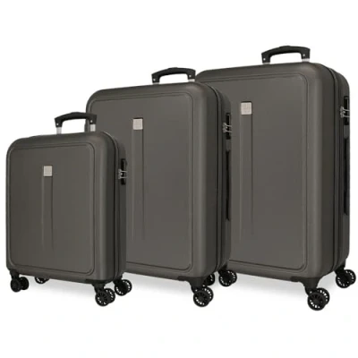 Image of Roll Road Cambodia Luggage Set Black 55/68/78cm Hard ABS Combination Lock Side 190L 10.8kg 4 Wheels Double Hand Luggage, Black/White, Suitcase Set,