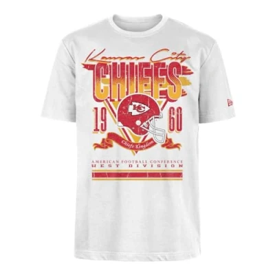 Image of Kansas City Chiefs Unisex NFL Oversized T Shirt Screent Print Distressed Team Graphic White