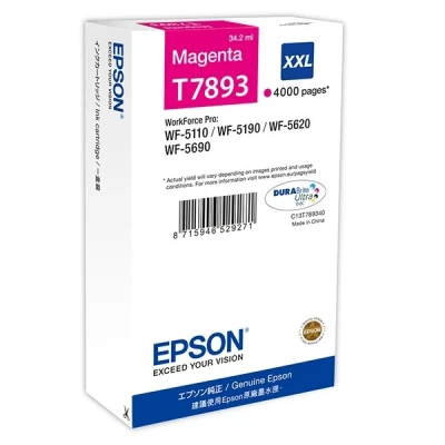 Image of Epson T7893 Magenta Genuine, XXL High Yield Ink Cartridge DuraBrite Ultra