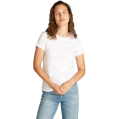 Image of Calvin Klein Jeans LOGO Basic Tshirt, Women&#039;s, Size: XXS, Brilliant white