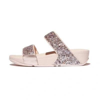 Image of Fitflop LULU Multitonal Glitter Pool slides, Women&#039;s, Size: 6, Nude rose mix Synthetics