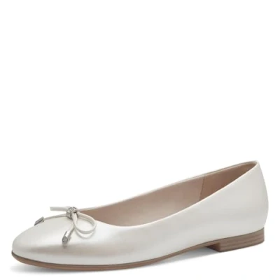 Image of Tamaris Women&#039;s Classic Ballet Flats, Touch it Footbed, White Pearl, 5.5 UK