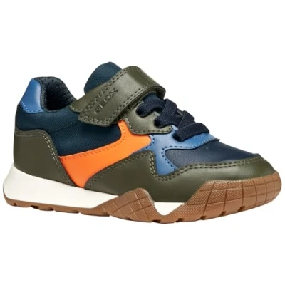 Image of Geox RANN Trainers for kids, Size: 2.5, Military/orange shoes
