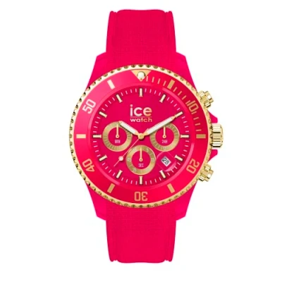 Image of ICE WATCH Chrono Women&#039;s Wristwatch with Silicon strap (Medium), Pink, Gold, Medium (40mm),