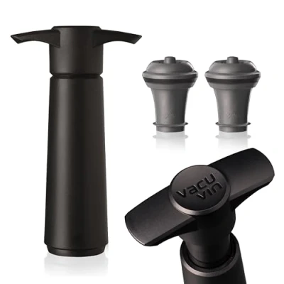 Image of Vacu Vin Wine Pump with 2 stoppers Saver Black
