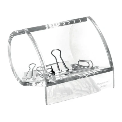 Image of MAUL Acrylic Staple Dispenser Desk Organiser for Paper Clips Office, Home and Study Bevelled Better Removal Transparent