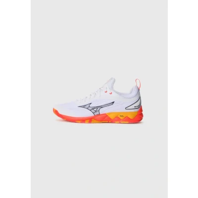 Image of Mizuno WAVE LUMINOUS 3 Football Shoes White/Fiery Coral 2/Citrus Women/Men Size 9