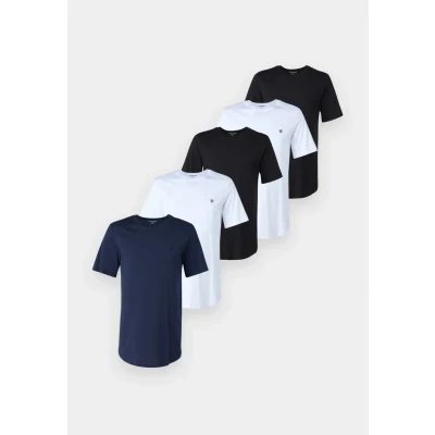 Image of JACK &amp; JONES Men&#039;s T Shirt (Pack of 5), White/Pack:w. 2xwhite+2xblack+1navyblazer, XXL