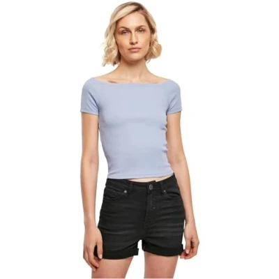 Image of Urban Classics OFF Shoulder Basic Tshirt, Women&#039;s, Size: Small, Violablue