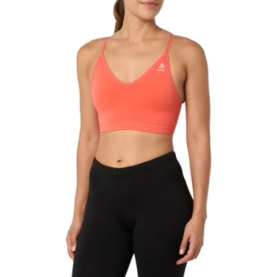 Image of ODLO BRA Seamless SOFT Light support sports bra, Women&#039;s, Size: XS, Living coral/grey melange
