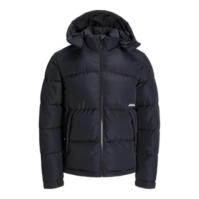 Image of JACK &amp; JONES Men&#039;s Jcoaero Buffer Sn Puffer Jacket, Black/Print: jj print, XL