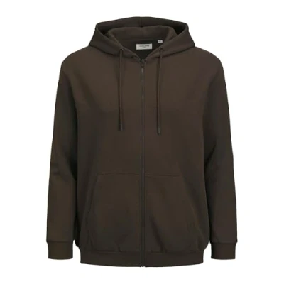 Image of Jack &amp; Jones Jjebradley ZIP HOOD Zipup sweatshirt, Men&#039;s, Size: 2XL, Mulch