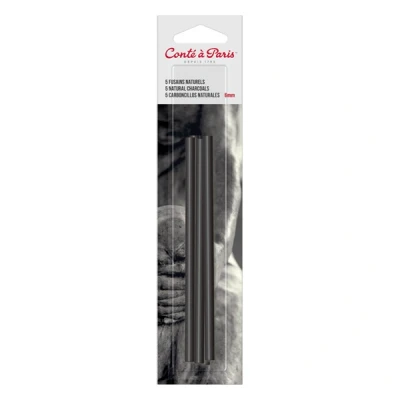 Image of Conté à Paris 50089 Natural Drawing Charcoal in Artist Quality with Rich Smooth Paint Stroke Set of 5 Square 4 x mm