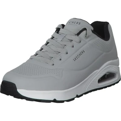 Image of Skechers Men&#039;s Uno Stand on Air Trainers, Light Gray Durabuck Black Trim, 10.5 UK
