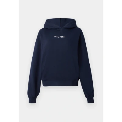 Image of Tommy Hilfiger Classic Script Hoodie Sweatshirt, Women&#039;s, Size: 3XL, Dark night navy