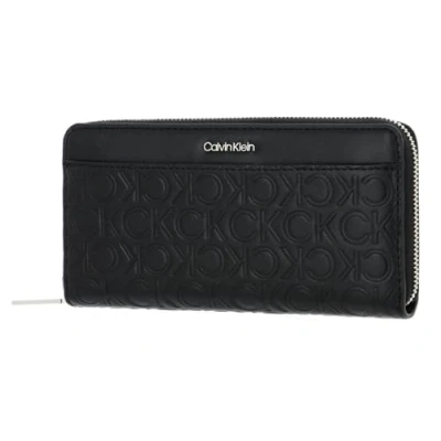 Image of Calvin Klein Women&#039;s Embossed PU Leather Companion, Black, RFID