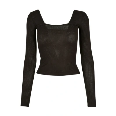 Image of Urban Classics Squared Neckline Longsleeve Jumper, Women&#039;s, Size: XXL, Black